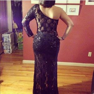 Black Sequin One Shoulder Formal Dress